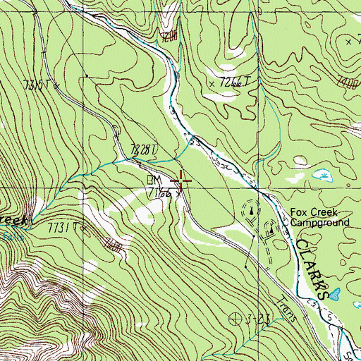 Topographic Map of Fox Creek Campground, WY