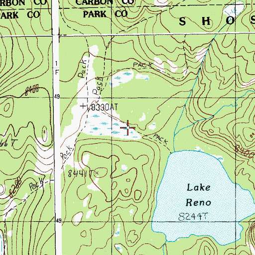 Topographic Map of Lake Reno Trail, WY