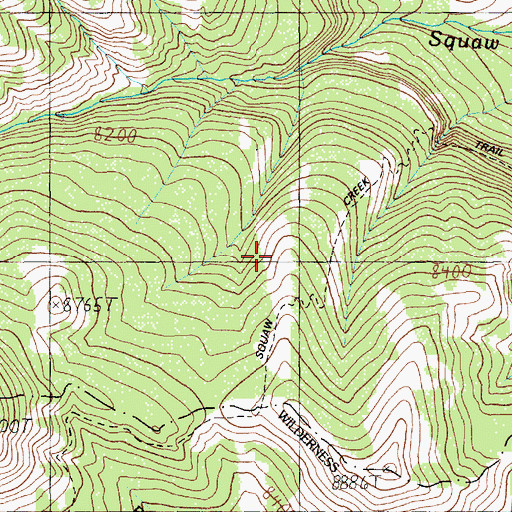Topographic Map of Squaw Creek Trail, WY