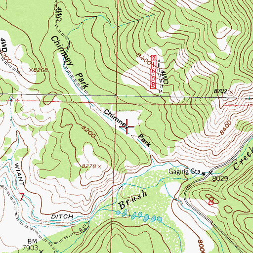 Topographic Map of Chimney Park, WY