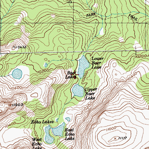 Topographic Map of Baer Lakes, WY