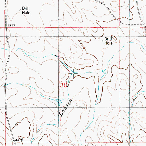 Topographic Map of Middle Fork Lassen Creek, WY