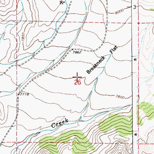Topographic Map of Breakneck Flat, WY