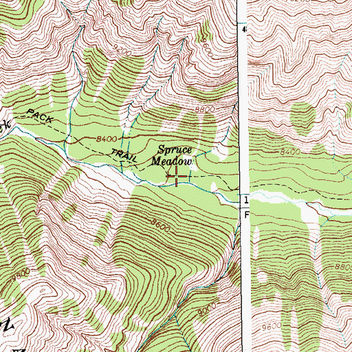 Topographic Map of Spruce Meadow, WY