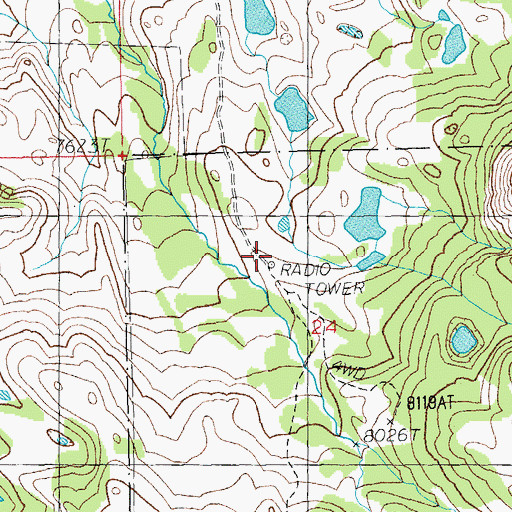 Topographic Map of Carter Mountain Weather Station, WY