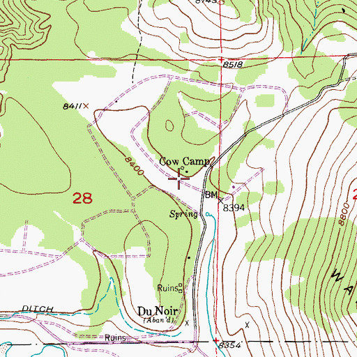 Topographic Map of Cow Camp, WY