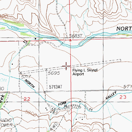 Topographic Map of Flying L Skytel Airport (historical), WY