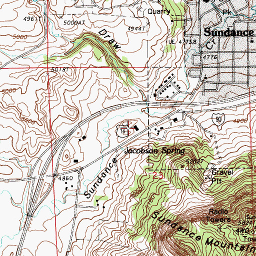 Topographic Map of Sundance District Ranger Station, WY