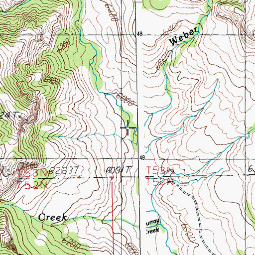 Topographic Map of Weber Creek, WY
