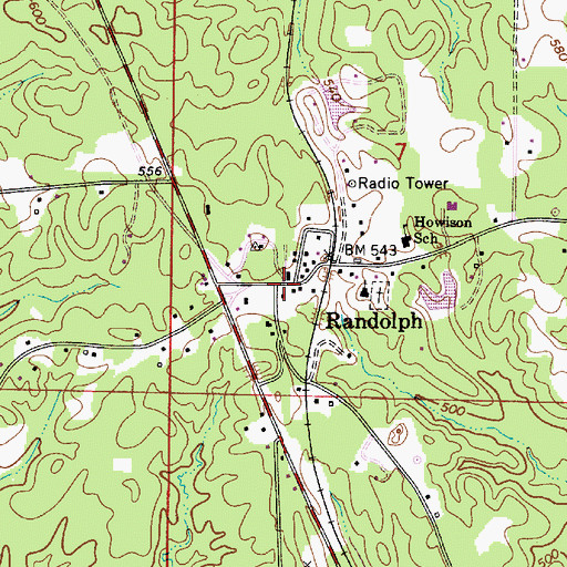 Topographic Map of Randolph, AL
