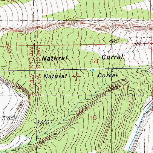Topographic Map of Natural Corral, WY