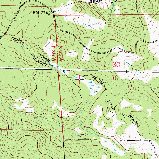 Topographic Map of Tepee Trail, WY