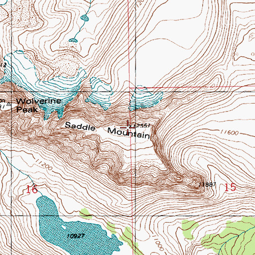 Topographic Map of Saddle Mountain, WY