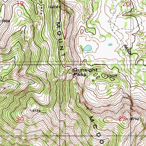 Topographic Map of Gunsight Pass, WY