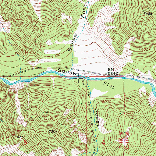 Topographic Map of Squaw Creek Bridge, WY