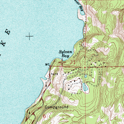 Topographic Map of Sylvan Bay Summer Home Area, WY