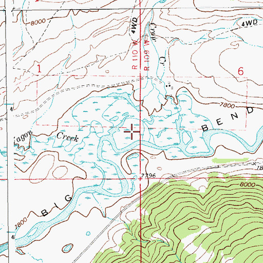 Topographic Map of Big Bend, WY