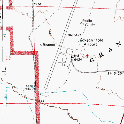 Topographic Map of Jackson Hole Airport, WY