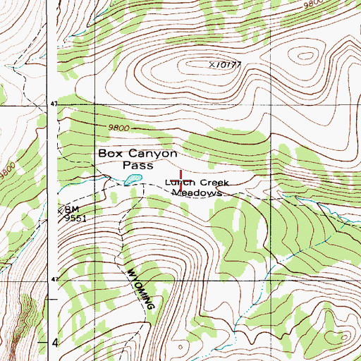 Topographic Map of Lunch Creek Meadows, WY