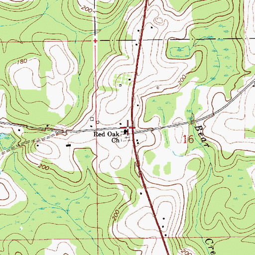 Topographic Map of Red Oak Church, AL