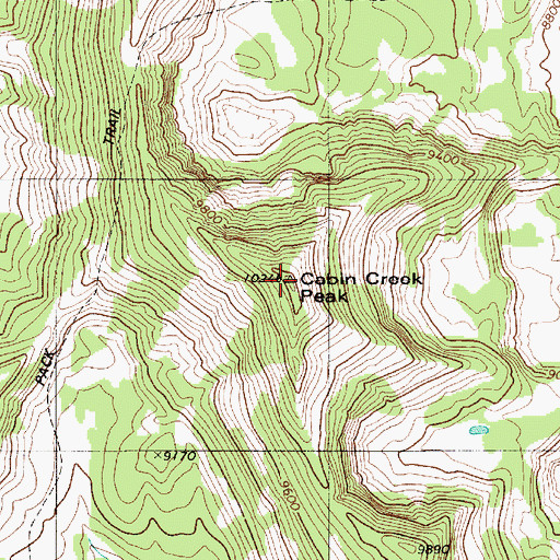 Topographic Map of Cabin Creek Peak Lookout Tower, WY