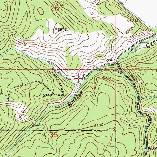 Topographic Map of Butler Creek Ranch, WY