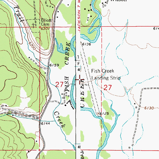 Topographic Map of Fish Creek Landing Strip (historical), WY