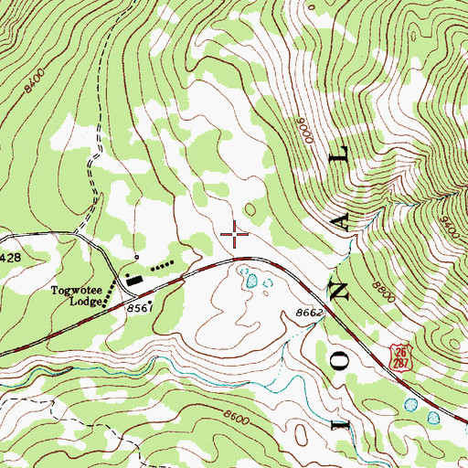 Topographic Map of Togwatee Overlook, WY