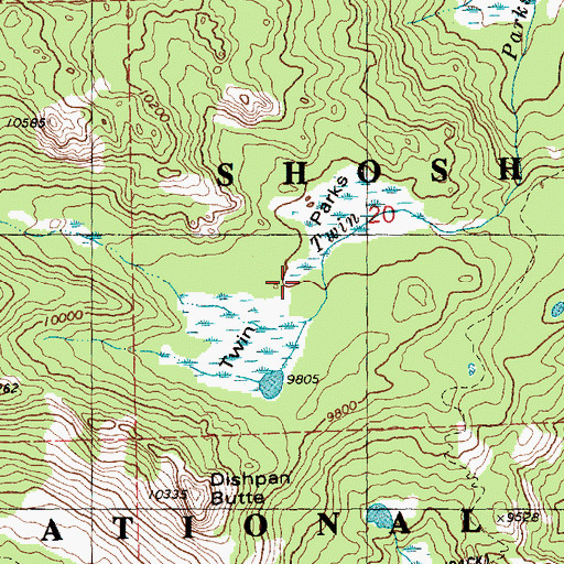 Topographic Map of Twin Parks, WY