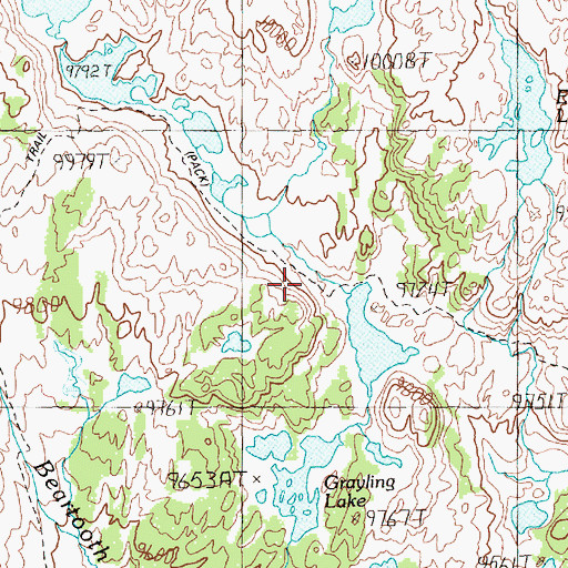Topographic Map of Beartooth Highlakes Trail, WY