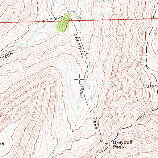 Topographic Map of Greybull River Trail, WY