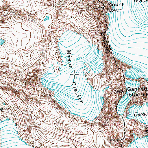 Topographic Map of Minor Glacier, WY