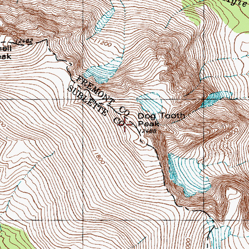 Topographic Map of Dog Tooth Peak, WY