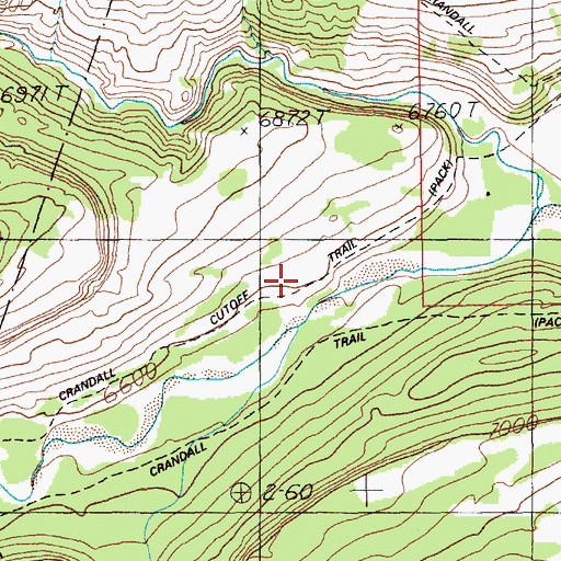 Topographic Map of Crandall Cutoff Trail, WY