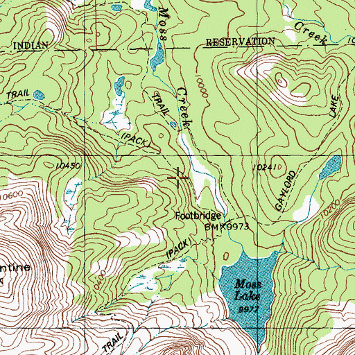 Topographic Map of Moss Lake Trail, WY