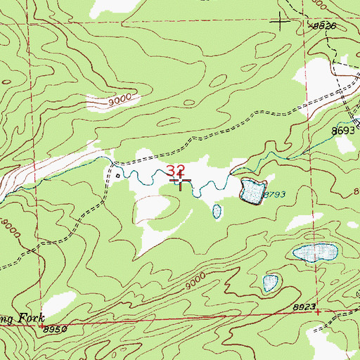 Topographic Map of Worthen Meadow Reservoir, WY