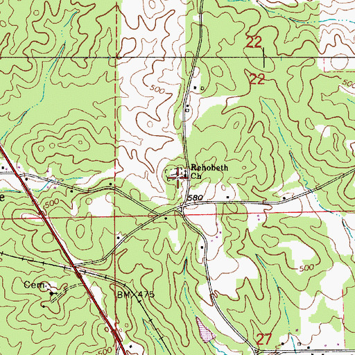 Topographic Map of Rehobeth Baptist Church, AL