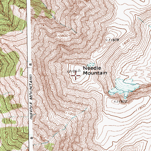 Topographic Map of Needle Mountain, WY