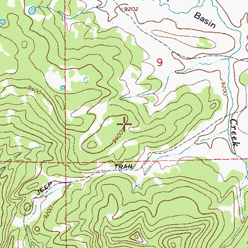 Topographic Map of Spruce Creek Trail, WY