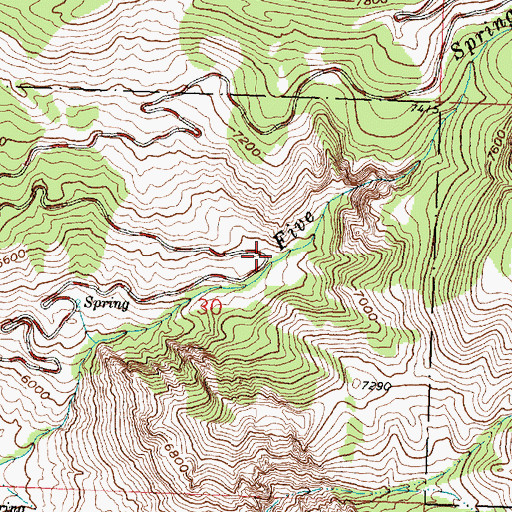 Topographic Map of Five Springs Campground, WY