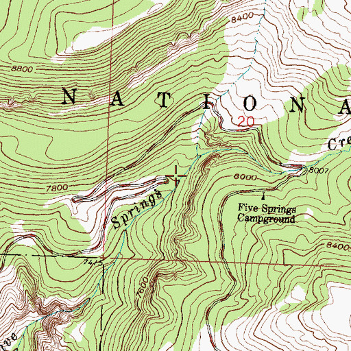 Topographic Map of Hidden Basin Picnic Area, WY