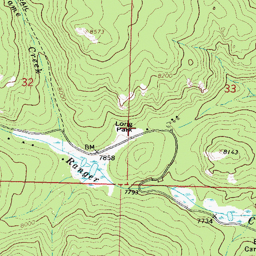 Topographic Map of Long Park, WY