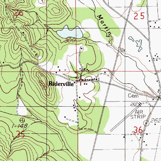 Topographic Map of Riderville, AL