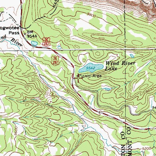 Topographic Map of Wind River Lake Picnic Area, WY