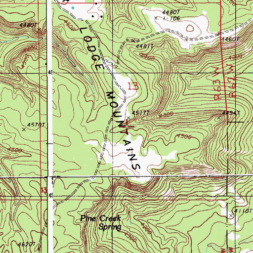 Topographic Map of North Pine Creek Spring, WY