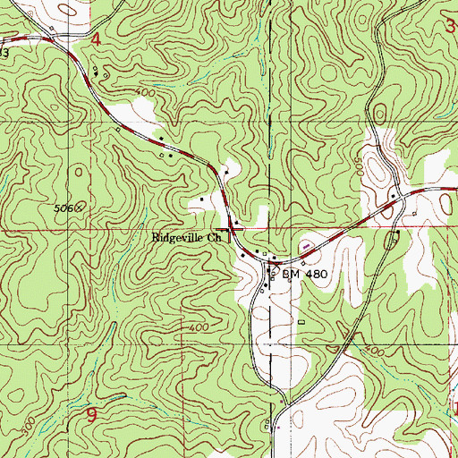 Topographic Map of Ridgeville Church, AL