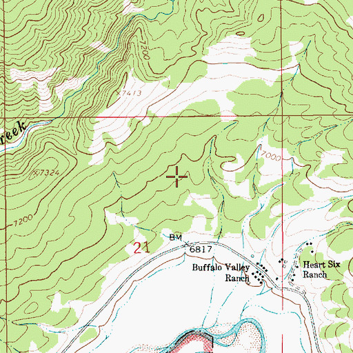 Topographic Map of Box K Ranch, WY