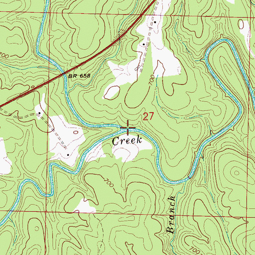 Topographic Map of Right Fork Clear Creek, AL