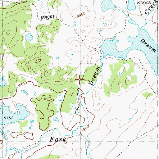 Topographic Map of Dream Lake Trail, WY