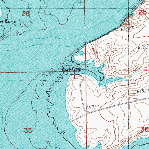 Topographic Map of Upper Marsh Creek Boat Ramp, WY